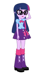 Size: 620x1080 | Tagged: safe, artist:cwt10101, imported from derpibooru, twilight sparkle, human, equestria girls, accessory swap, clothes, cropped, female, glasses, pleated skirt, shoes, simple background, skirt, solo, transparent background