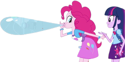 Size: 4487x2223 | Tagged: safe, edit, edited screencap, editor:homersimpson1983, imported from derpibooru, screencap, pinkie pie, twilight sparkle, human, background removed, balloon, duo, duo female, female, not a vector, solo