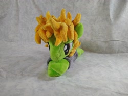 Size: 4096x3072 | Tagged: safe, artist:bluedragonflyplush, imported from derpibooru, earth pony, pony, all time low, clothes, commission, frown, irl, lidded eyes, lying down, male, photo, plushie, ponified, prone, shirt, solo, stallion, t-shirt, zack merrick