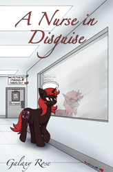 Size: 1575x2400 | Tagged: safe, artist:skydreams, imported from derpibooru, oc, oc only, oc:nephila, changeling, changeling oc, commission, cover art, fanfic, fanfic art, fanfic cover, female, hallway, hat, hospital, mare, nurse, nurse hat, reflection