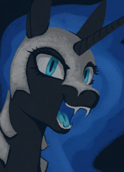 Size: 566x781 | Tagged: safe, artist:stray prey, imported from derpibooru, nightmare moon, alicorn, pony, solo