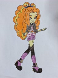 Size: 3024x4032 | Tagged: safe, artist:biggernate91, derpibooru exclusive, editor:biggernate91, imported from derpibooru, adagio dazzle, equestria girls, equestria girls series, find the magic, spoiler:eqg series (season 2), bracelet, clothes, female, headband, jacket, jewelry, leather, leather jacket, my little pony equestria girls: better together, photo, rainbow rocks 10th anniversary, smiling, solo, spiked headband, spiked wristband, trace, traditional art, wristband