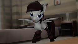 Size: 1920x1080 | Tagged: safe, artist:midnightdanny, oc, oc only, oc:midnight harmony, pony, 3d, choker, clothes, female, mare, socks, striped socks