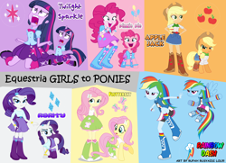 Size: 10344x7488 | Tagged: safe, artist:rupahrusyaidi, imported from derpibooru, applejack, fluttershy, pinkie pie, rainbow dash, rarity, twilight sparkle, earth pony, human, pegasus, pony, unicorn, equestria girls, clothes, dress, equestria girls outfit, female, horn, mare, ms paint, needs more jpeg, ponified, skirt