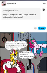 Size: 1173x1824 | Tagged: safe, artist:ask-luciavampire, imported from derpibooru, oc, pony, undead, vampire, vampony, ask, blood, sleeping, tumblr