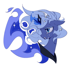 Size: 1929x1893 | Tagged: safe, artist:6ji5z6gmst1j2vs, imported from derpibooru, princess luna, alicorn, pony, bust, crying, female, mare, simple background, white background