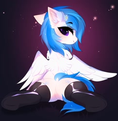 Size: 1990x2048 | Tagged: safe, artist:empress-twilight, oc, oc only, pony, abstract background, butt, clothes, female, hooves, latex, latex socks, looking back, mare, socks, splits