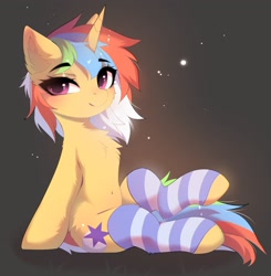 Size: 2005x2048 | Tagged: safe, artist:empress-twilight, oc, oc only, pony, abstract background, female, hooves, leg warmers, looking at you, mare, sitting