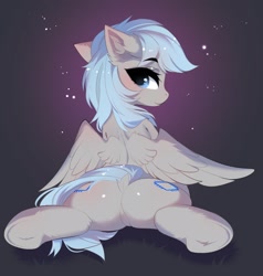 Size: 1949x2048 | Tagged: safe, artist:empress-twilight, oc, oc only, pony, abstract background, butt, female, hooves, looking back, mare, rear view, splits