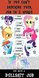 Size: 1500x3000 | Tagged: artist needed, source needed, safe, imported from derpibooru, applejack, fluttershy, pinkie pie, princess celestia, rainbow dash, rarity, twilight sparkle, alicorn, earth pony, pegasus, pony, unicorn, dialogue box, horn, mane six, meme, text, wall of text