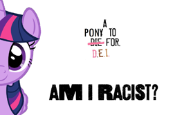 Size: 1500x1000 | Tagged: safe, edit, edited screencap, imported from derpibooru, screencap, twilight sparkle, alicorn, pony, am i racist?, argument in the comments, matt walsh, movie poster, op is a duck, parody, politics, simple background, twilight sparkle (alicorn), white background