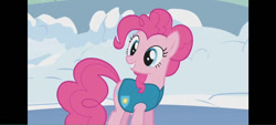 Size: 826x372 | Tagged: safe, imported from derpibooru, screencap, pinkie pie, earth pony, pony, season 1, winter wrap up, female, ice, mare, outdoors, snow, solo, winter wrap up vest