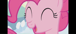 Size: 826x372 | Tagged: safe, imported from derpibooru, screencap, pinkie pie, earth pony, pony, season 1, winter wrap up, eyes closed, female, mare, outdoors, snow, solo