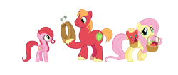 Size: 7800x3300 | Tagged: safe, anonymous artist, imported from derpibooru, big macintosh, fluttershy, oc, unnamed oc, earth pony, pegasus, pony, going to seed, absurd resolution, apple, baby, baby pony, basket, big macintosh's yoke, colt, drool, earth pony oc, family, father and child, father and daughter, female, filly, fluttermac, foal, food, freckles, grin, hoof hold, horse collar, looking at each other, looking at someone, looking back, male, mare, mother and child, mother and son, mouth hold, offspring, parent:big macintosh, parent:fluttershy, parents:fluttermac, pegasus oc, shipping, simple background, smiling, stallion, straight, transparent background, vector, wings