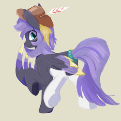 Size: 2000x2000 | Tagged: safe, artist:rainenight, imported from derpibooru, oc, oc only, oc:moonlit flower, pegasus, pony, clothes, hat, pegasus oc, simple background, socks, wings