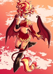 Size: 1463x2048 | Tagged: safe, artist:reesirie, imported from derpibooru, sunset shimmer, demon, equestria girls, female, midriff, solo, sunset satan