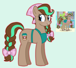 Size: 1708x1522 | Tagged: safe, artist:queertrixie, derpibooru exclusive, imported from derpibooru, earth pony, horse, pony, apron, bow, braid, clothes, cocoa (wild manes), crossover, female, kerchief, mare, outline, ponified, simple background, solo, wild manes