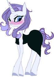 Size: 1488x2108 | Tagged: safe, artist:great-5, imported from derpibooru, rarity, pony, unicorn, black dress, blushing, clothes, curvy, dress, horn, hourglass figure, large butt, little black dress, simple background, solo, transparent background