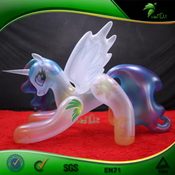 Size: 750x750 | Tagged: safe, imported from derpibooru, princess celestia, alicorn, inflatable pony, bootleg, carpet, facing left, female, frame, hongyi, hoof shoes, inflatable, inflatable alicorn, irl, iwtcird, mare, meme, obtrusive watermark, peytral, photo, red carpet, solo, spread wings, translucent inflatable, valve, watermark, wingboner, wings