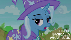 Size: 2000x1125 | Tagged: safe, edit, edited screencap, editor:quoterific, imported from derpibooru, screencap, trixie, to change a changeling, solo