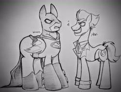 Size: 3949x2997 | Tagged: safe, artist:dsstoner, imported from ponybooru, bat pony, earth pony, pony, bat wings, batman, dc comics, duo, male, ponified, species swap, stallion, the batman, the joker, wings