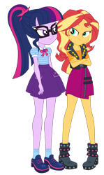 Size: 2914x4900 | Tagged: safe, artist:gmaplay, imported from derpibooru, sci-twi, sunset shimmer, twilight sparkle, equestria girls, equestria girls specials, my little pony equestria girls: better together, my little pony equestria girls: rollercoaster of friendship, solo, sunset shimmer day