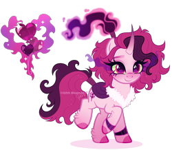 Size: 1750x1526 | Tagged: safe, artist:gihhbloonde, imported from derpibooru, oc, pony, unicorn, female, horn, mare, offspring, parent:king sombra, parent:pinkie pie, parents:sombrapie, simple background, solo, transparent background