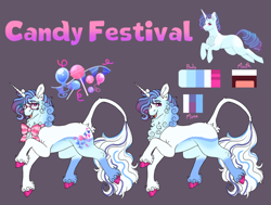 Size: 1280x967 | Tagged: safe, artist:malinraf1615, imported from derpibooru, oc, oc:candy festival, pony, unicorn, bowtie, glasses, horn, male, necktie, offspring, parent:party favor, parent:sugar belle, parents:partybelle, reference sheet, simple background, solo, stallion