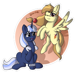 Size: 4832x4705 | Tagged: safe, artist:tenderrain-art, imported from derpibooru, oc, oc:alice goldenfeather, oc:silverlay, pony, one eye closed, wink