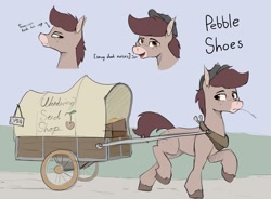 Size: 2193x1614 | Tagged: safe, artist:renderpoint, imported from derpibooru, oc, oc only, oc:pebble shoes, donkey, donkey oc, solo, wagon