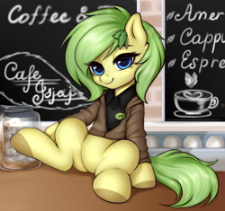 Size: 1920x1802 | Tagged: safe, artist:yutakira92, oc, oc only, pony, classroom, female, mare, sitting, smiling