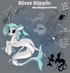 Size: 3150x3276 | Tagged: safe, artist:opalacorn, imported from derpibooru, oc, oc only, oc:river ripple, original species, seapony (g4), black sclera, text