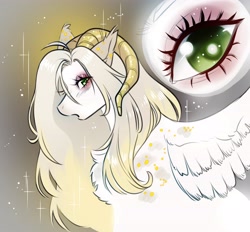 Size: 4096x3806 | Tagged: safe, artist:opalacorn, imported from derpibooru, oc, oc only, pegasus, pony, female, horns, looking at you, mare, solo, sparkles, spread wings, wings