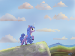 Size: 1178x883 | Tagged: safe, artist:addelum, imported from derpibooru, izzy moonbow, pony, unicorn, atg 2022, female, g5, horn, mare, my little pony: a new generation, newbie artist training grounds, scene interpretation, solo