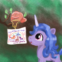 Size: 800x801 | Tagged: safe, artist:addelum, imported from derpibooru, izzy moonbow, pony, unicorn, atg 2024, female, g5, horn, lantern, letter, mare, my little pony: a new generation, newbie artist training grounds, paper, sky lantern, solo