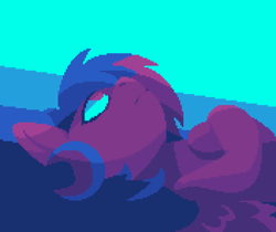 Size: 1408x1184 | Tagged: safe, artist:danvo, imported from derpibooru, oc, oc only, oc:danvoolka, pegasus, pony, digital art, gradient background, headphones, limited palette, male, pixel art, solo, tired