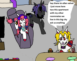 Size: 1317x1035 | Tagged: safe, artist:ask-luciavampire, imported from derpibooru, oc, earth pony, pony, undead, unicorn, vampire, vampony, ask, city, horn, tumblr