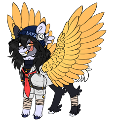 Size: 1280x1397 | Tagged: safe, artist:malinraf1615, imported from derpibooru, oc, oc:quackity, pegasus, clothes, colored wings, scar, simple background, solo, transparent background, wings