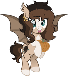 Size: 1479x1651 | Tagged: safe, artist:cirillaq, imported from derpibooru, oc, oc:ryolit, bat pony, pony, female, mare, pumpkin, simple background, solo, transparent background, vector