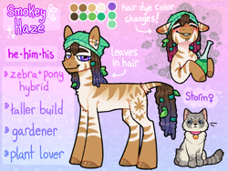 Size: 1200x900 | Tagged: safe, imported from derpibooru, oc, oc only, hybrid, pony, zebra, commission, commission open, drugs, hybrid oc, marijuana, pony oc, reference sheet, zebra oc