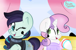 Size: 1024x683 | Tagged: safe, artist:llyly, imported from derpibooru, coloratura, sweetie belle, earth pony, pony, unicorn, horn, solo