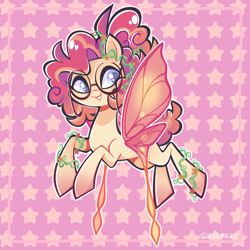 Size: 2500x2500 | Tagged: safe, artist:3ggmilky, imported from derpibooru, oc, pony, female, glasses, glimmer wings, mare, solo, wings