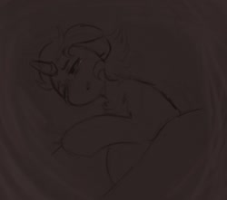 Size: 1538x1361 | Tagged: safe, artist:flixanoa, imported from derpibooru, oc, oc:fef, unicorn, angst, chest fluff, crying, frown, horn, lidded eyes, male, sad, shoulder fluff, sketch, solo, stallion, unicorn oc