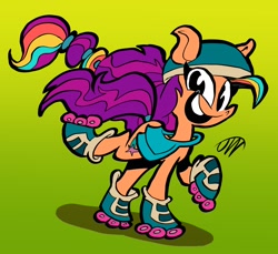 Size: 2100x1925 | Tagged: safe, artist:joeywaggoner, artist:jwcartoonist, imported from derpibooru, sunny starscout, earth pony, pony, g5, roller skates, skates, solo