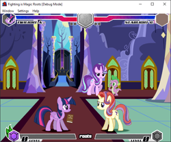 Size: 642x531 | Tagged: safe, imported from ponybooru, moondancer, spike, starlight glimmer, twilight sparkle, alicorn, fighting is magic, fan game, fighting is magic - roots, npc, palette swap, recolor, twilight sparkle (alicorn), twilight's castle