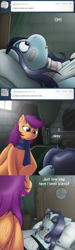 Size: 1500x5020 | Tagged: safe, artist:drxii, imported from derpibooru, scootaloo, oc, oc:ipsywitch, pony, friendship is magic, ask, bedroom, dialogue, female, my little pony, tumblr