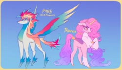 Size: 2047x1177 | Tagged: safe, artist:flamingomalls, imported from derpibooru, pipp petals, zipp storm, pegasus, unicorn, duo, duo female, female, g5, gradient background, horn, my little pony: make your mark, race swap, redesign, unshorn fetlocks