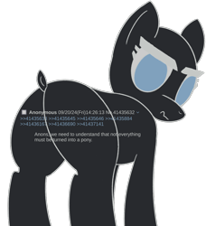 Size: 1040x1138 | Tagged: safe, imported from derpibooru, pony, 4chan, butt, female, looking at you, looking back, looking back at you, mare, no pupils, plot, ponified, simple background, solo, text, transparent background