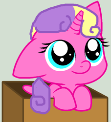 Size: 575x633 | Tagged: safe, artist:lilylupony, artist:mlpfimprincessskyla, imported from derpibooru, princess skyla, alicorn, pony, base used, box, cute, cuteness overload, daaaaaaaaaaaw, female, filly, foal, heartwarming, in a box, one ear down, skylabetes, smiling, solo, wholesome