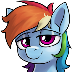 Size: 2000x2000 | Tagged: safe, artist:fv0003, imported from derpibooru, rainbow dash, pegasus, pony, bust, lidded eyes, multicolored hair, portrait, rainbow hair, simple background, solo, transparent background